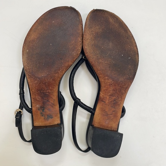 Gucci Black Leather Slingback Sandals - Picture 8 of 9